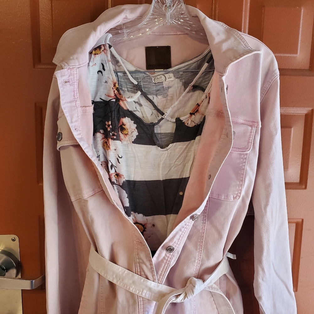 Maurices Pink denim jacket Sz 24plus